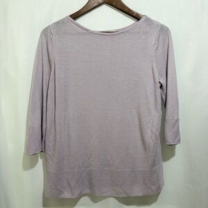 J. Jill Linen Blend Top Size MEDIUM Petite‎ 3/4 Sleeve Shirt LAVENDER